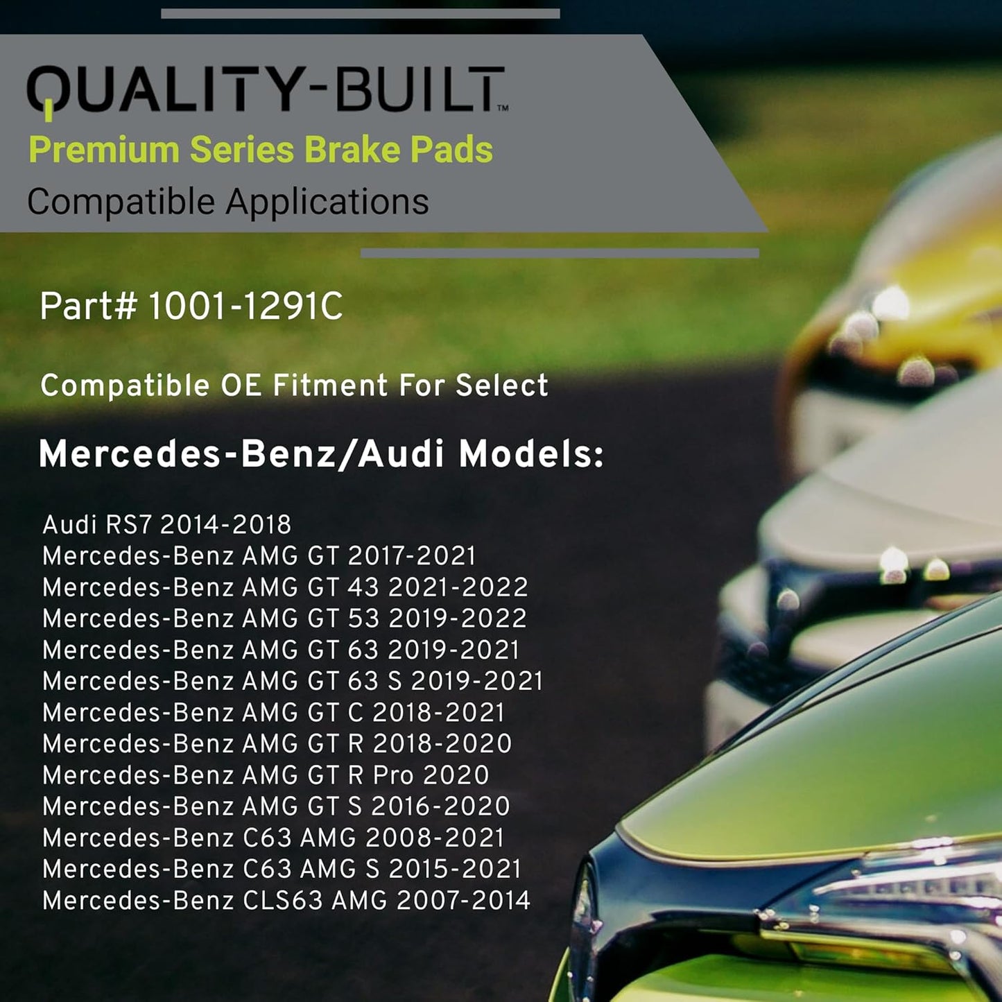 Premium Ceramic Front Brake Pads (1001-1291C) Compatible with 2007-2022 Audi/Mercedes-Benz (AMG GT/AMG GT 43/AMG GT 53/AMG GT 63/AMG GT 63 S/AMG GT C/AMG GT R/AMG GT S/C63 AMG & More)