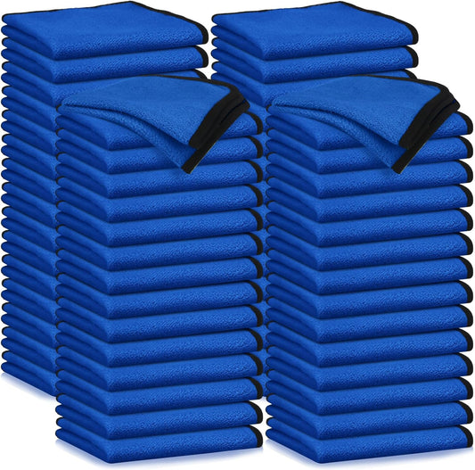 Tallew 60 Pcs Microfiber Towels 16 Inch x 16 Inch Microfiber Cloth Car Drying Towels for Cars Washing Polishing Office Windows Cleaning Household Supplies (Blue)