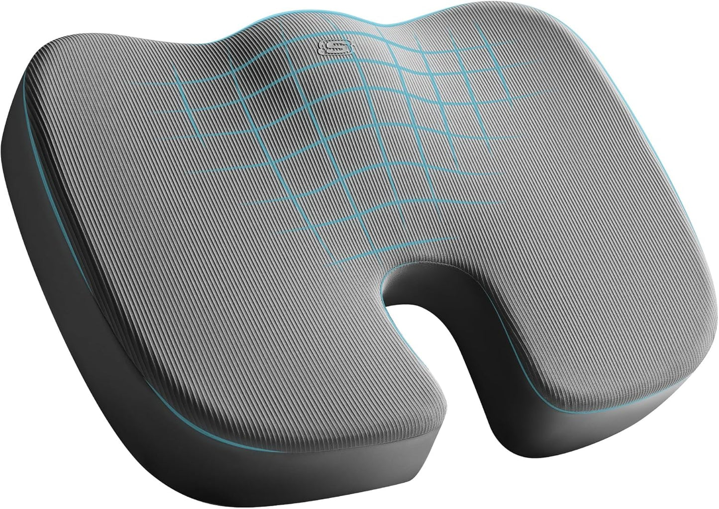 Skechers Memory Foam Seat Cushion,Office Chair Cushion for Tailbone Pain Relief,Butt Pillow for Office Chair,Car seat Cushion,Computer Desk,Long Sitting Office Workers,and Car Drivers,Grey
