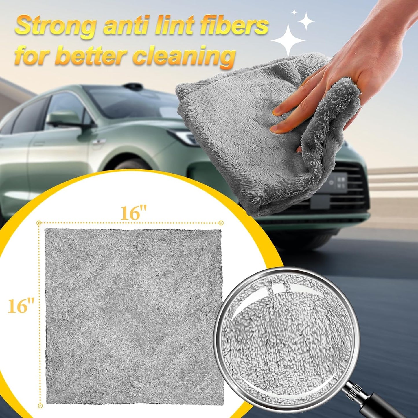 Drying Towels Car Detailing(Coral Fleece) Car Wash Cleaning Towel For Car Exterior and Interior ,Absorbent, Lint-Free, Extra Soft,Reusable and Durable,Microfiber Rags 16in x 16in-Grey 12 Packs