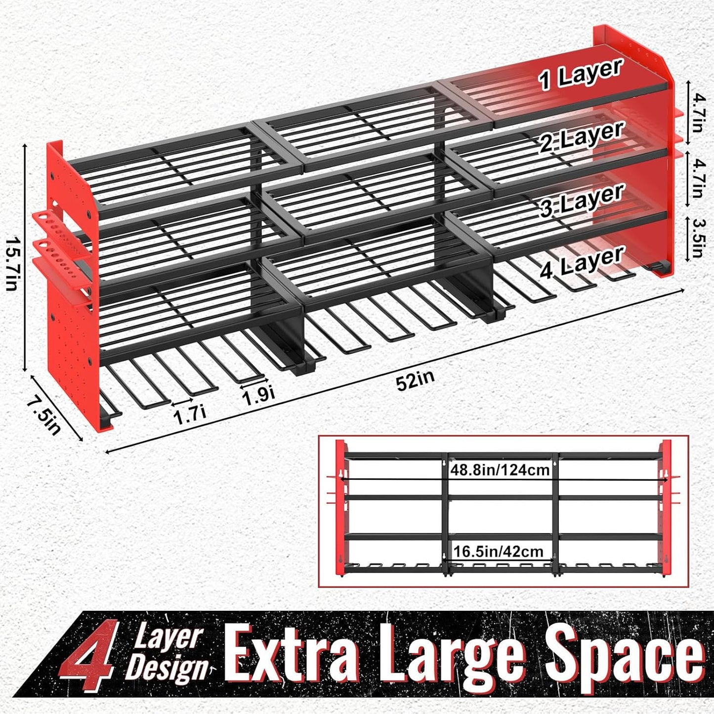 Large Power Tool Organizer Wall Mount-12 Drill Holder, Metal Heavy Duty Garage Tool Storage Shelves with Screwdriver Plier Holder, Gifts Idea for Men Dad Husband