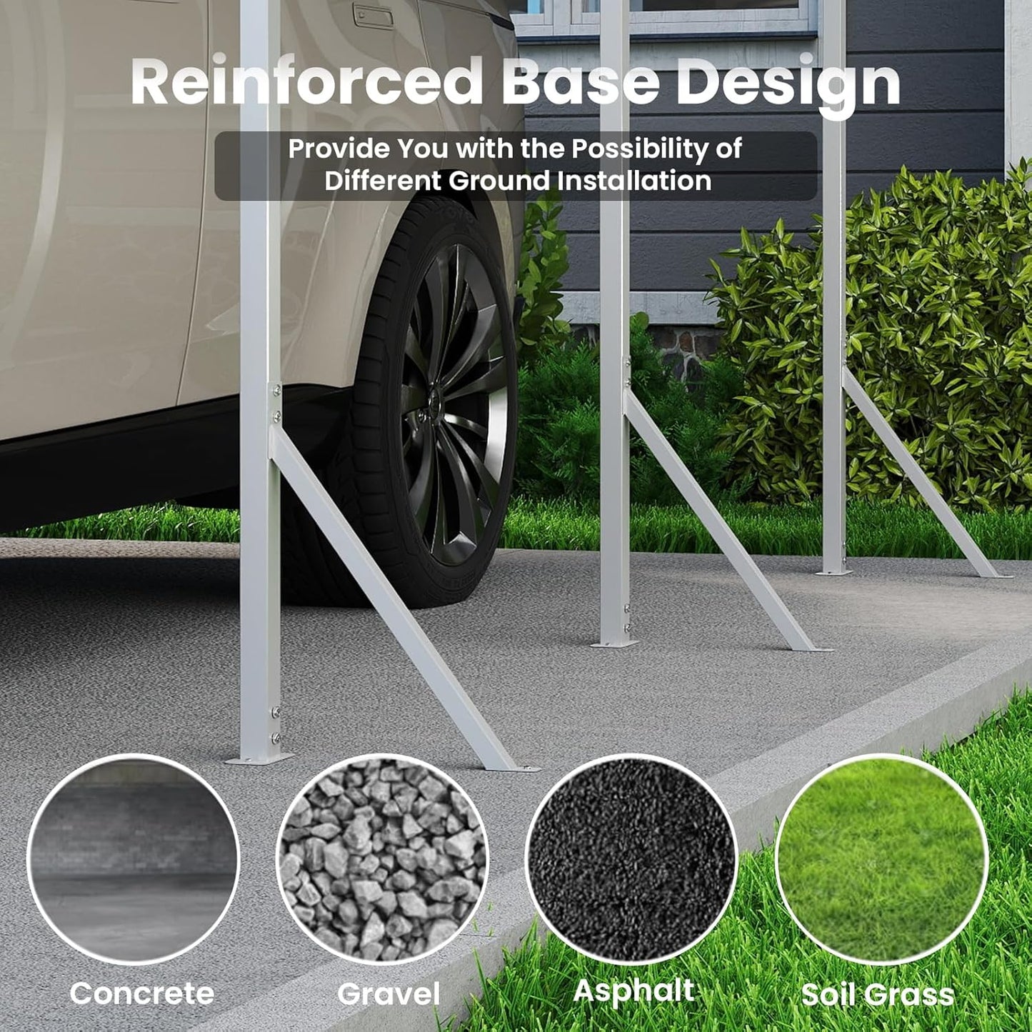 20x20ft Heavy Duty Metal Carport – Outdoor Galvanized Garage, Sturdy Structure, All-Weather Protection, Easy Assembly for Cars, Trucks, Boats, Tractors, and Outdoor Storage (White, 20x20FT)