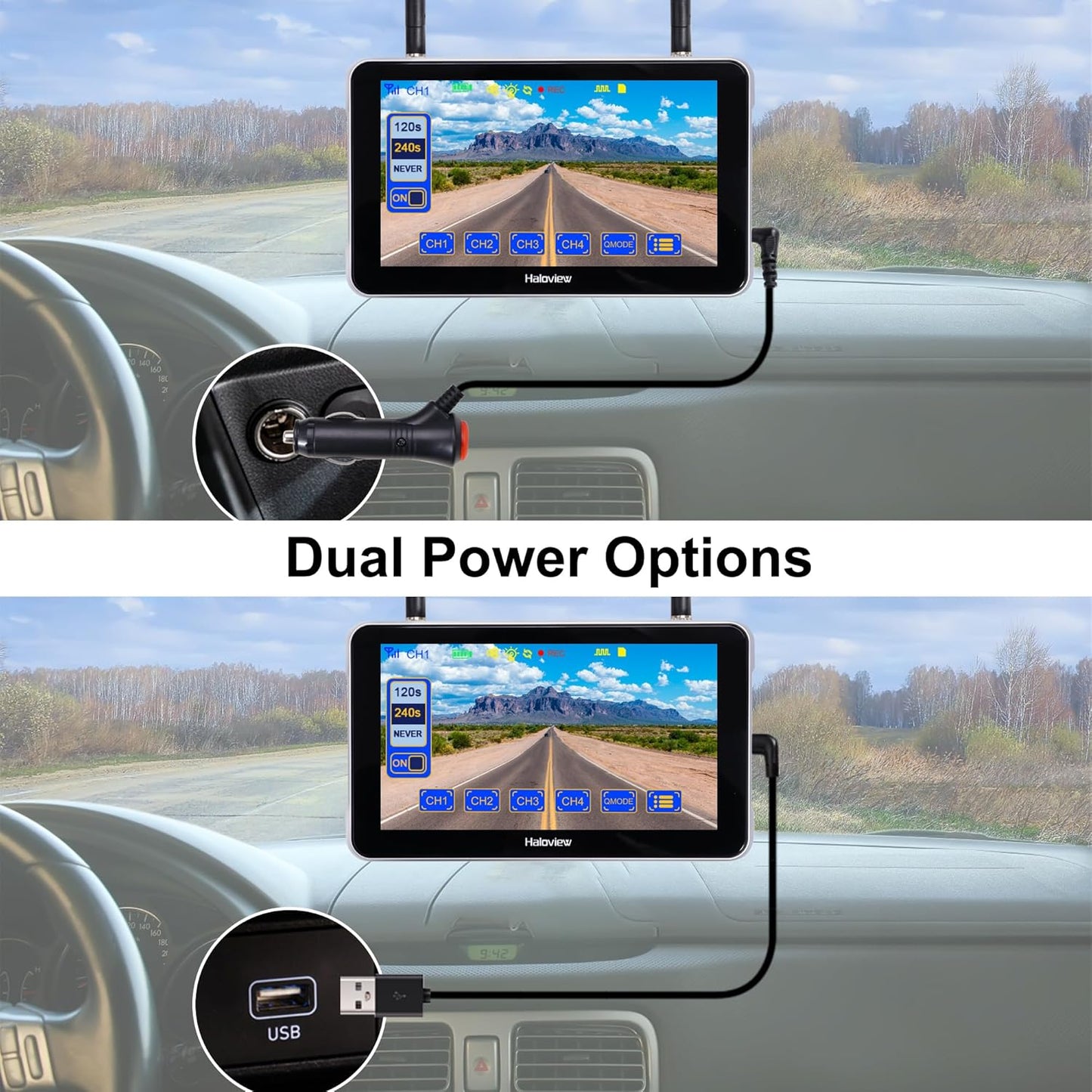 Haloview Byte Tango BT7 Solar Wireless 1080P Solar Powered Backup Camera with Touch Monitor for RV