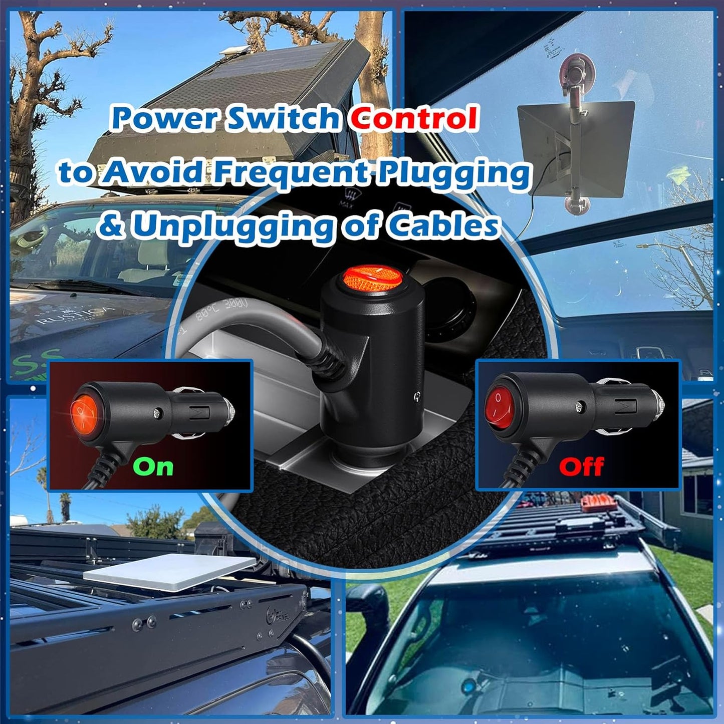 Starlink Mini Cable, 10FT Starlink Mini Car Charger DC Power Cable, 12V-48V Cigarette Lighter Adapter for Starlink Mini Accessories, Waterproof 16AWG Car Power Supply Cord for RVs, Trucks & Ships