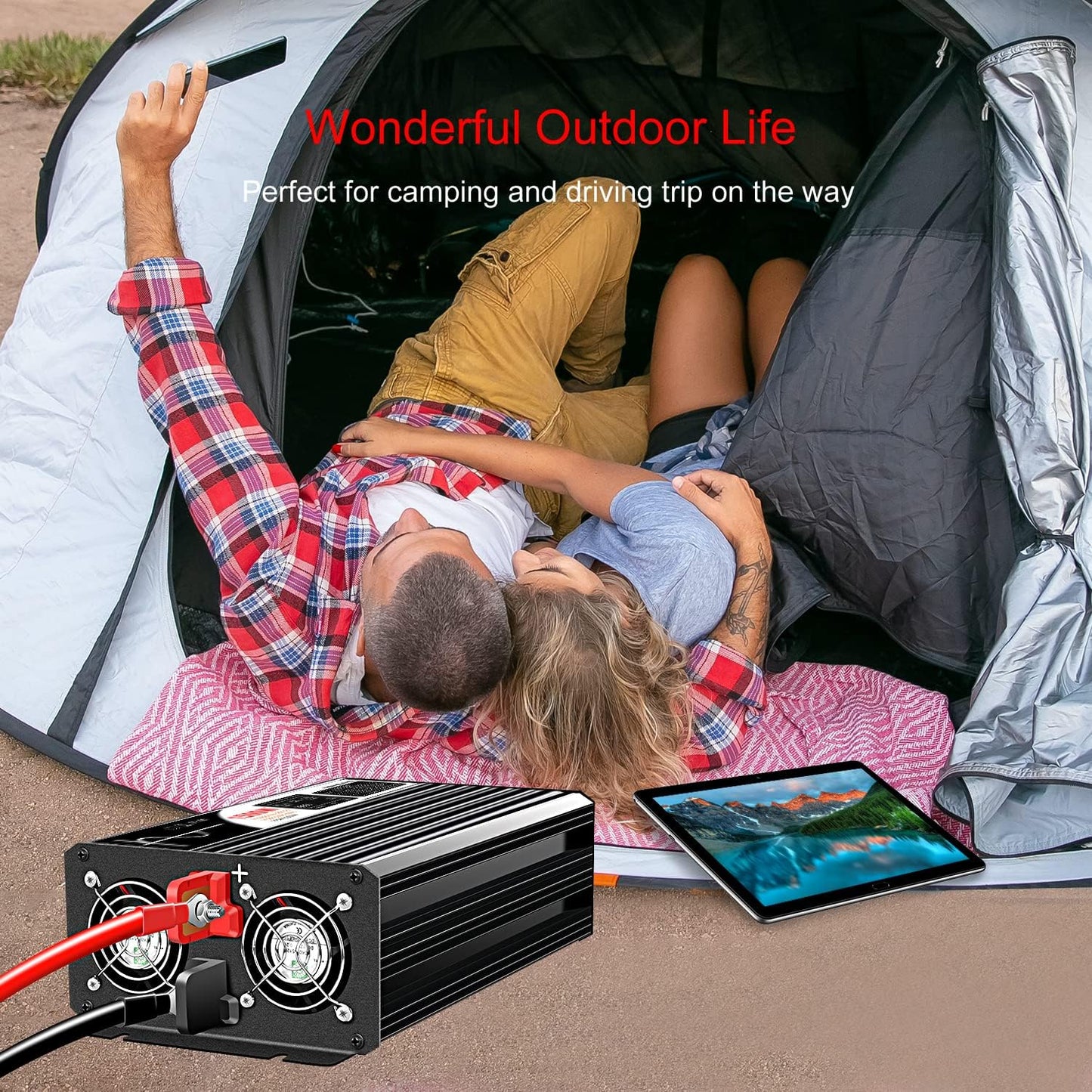 Xijia 1500W (Peak Power 3000W) Pure Sine Wave Inverter DC 60v to 120v Inverter 60HZ Solar Converter for Home Use car (DC60V (Range 50V-75V) 1500W)