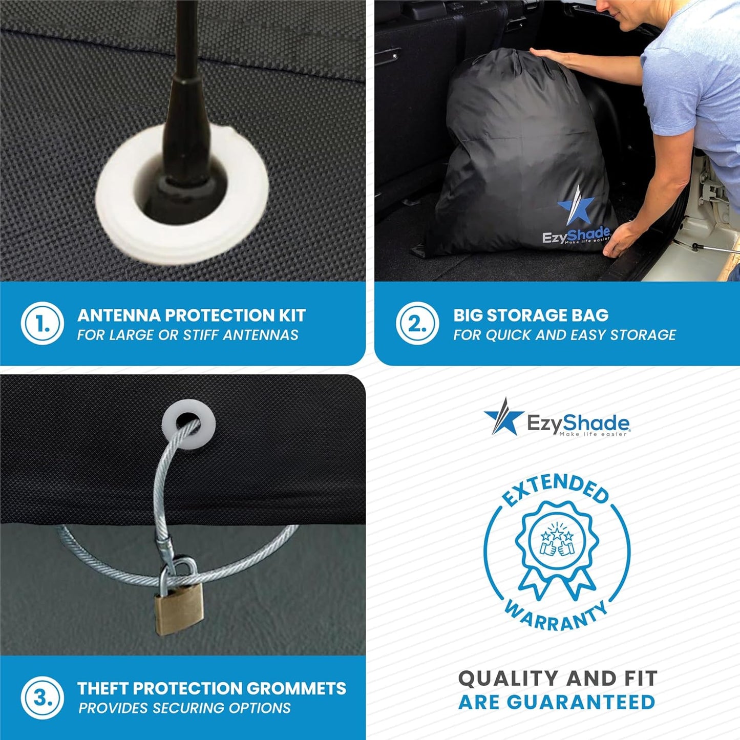 EzyShade 10-Layer Truck Cover Waterproof All Weather. See Vehicle Size-Chart for Accurate Fit. Outdoor Pickup Truck Covers - Ford F150 Colorado RAM. Sun Snow Rain. Black, Size T3 (See SizeChart)