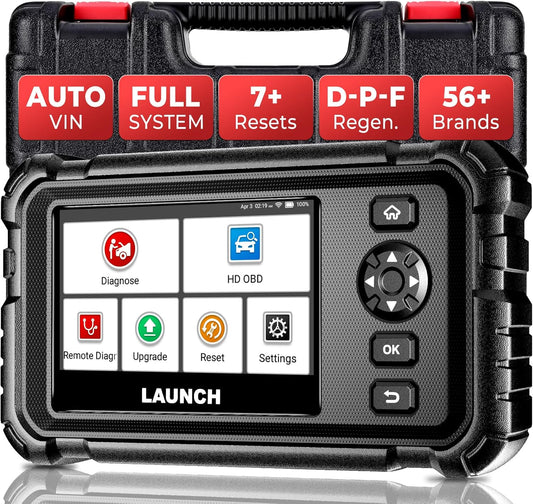 LAUNCH CRP129 HD Heavy Duty Truck Scanner, Full System Diesel Scanner with 7+ Resets, D.P.F Regen, Speed Limit Adjust, Oil Reset for Commercial Vehicles, Cummins, Detroit, Isuzu, Volvo&More