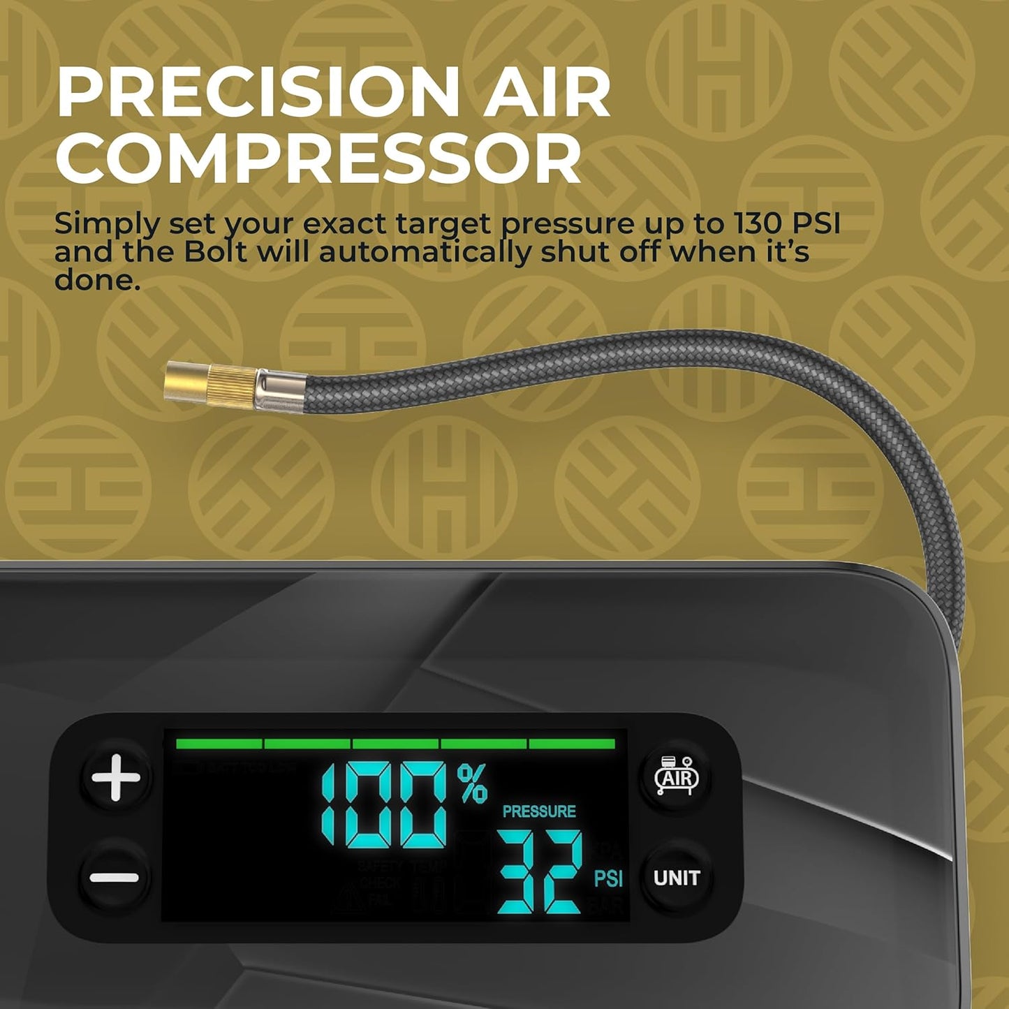 HALO Bolt Ultimate 3 Portable Car Battery Jump Starter | 130 PSI Air Compressor, 55.5Wh USB Power Bank, Large Display, Emergency Floodlight & Charger, Jumps Cars SUVs & Trucks, Inflates Tires — Red