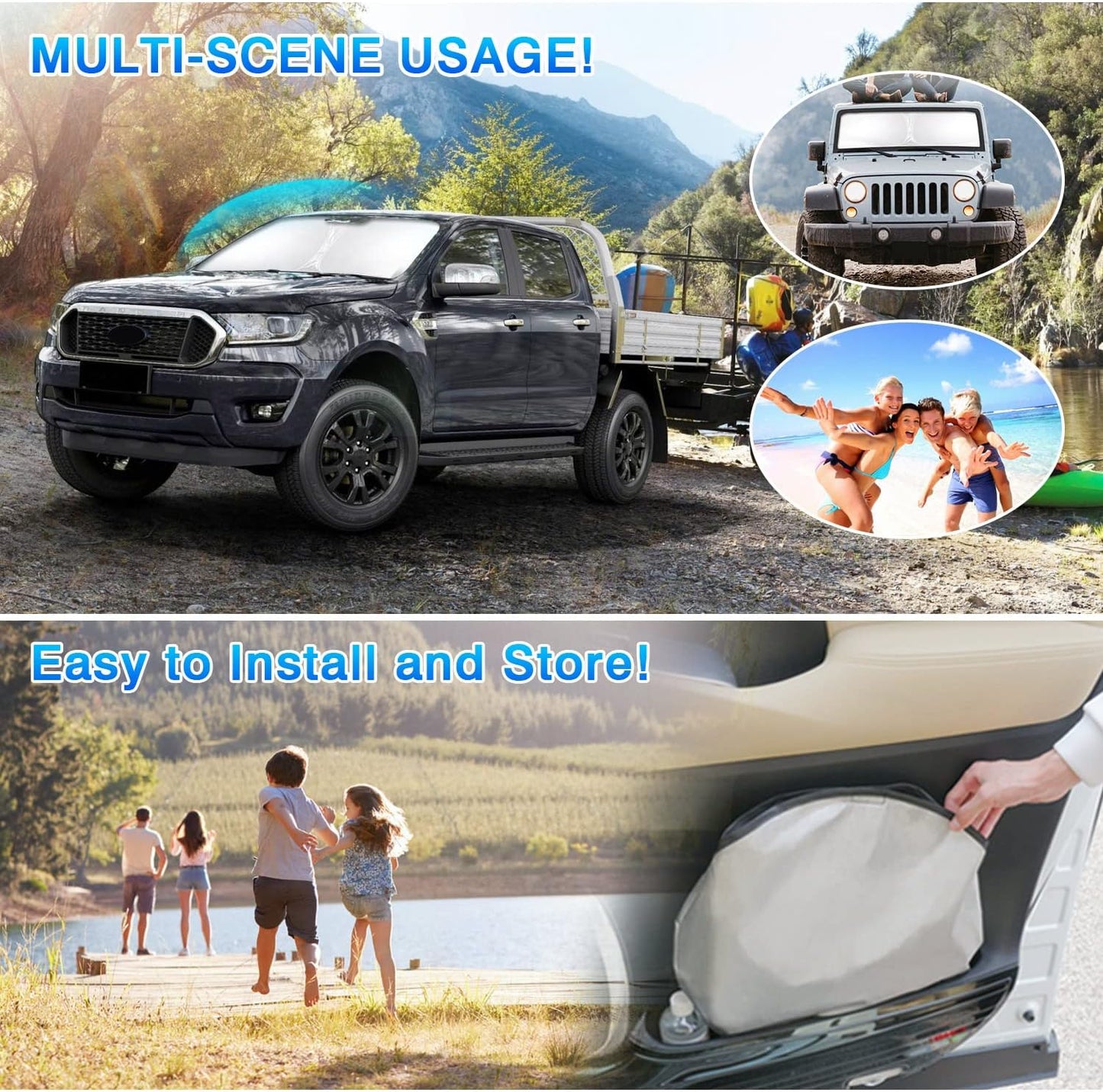 T TGBROS Windshield Sun Shade for Ford Maverick 2022-2025 Front Window Sun Shade Foldable Sun Shield Sun Visor Cover Block Heat and Sun Protection Reflective Polyester