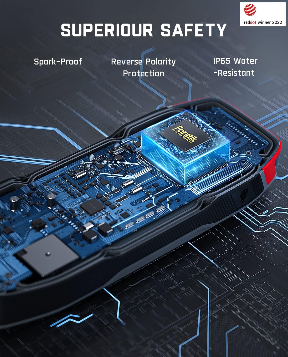 Fanttik T8 APEX 2000 Amp Jump Starter, 20000mAh Car Battery Pack for Up to 8.5L Gasoline and 6L Diesel Engines with LED Display, 65W PD Fast Charger,12V Extreme Safe Lithium Portable Jump Starter