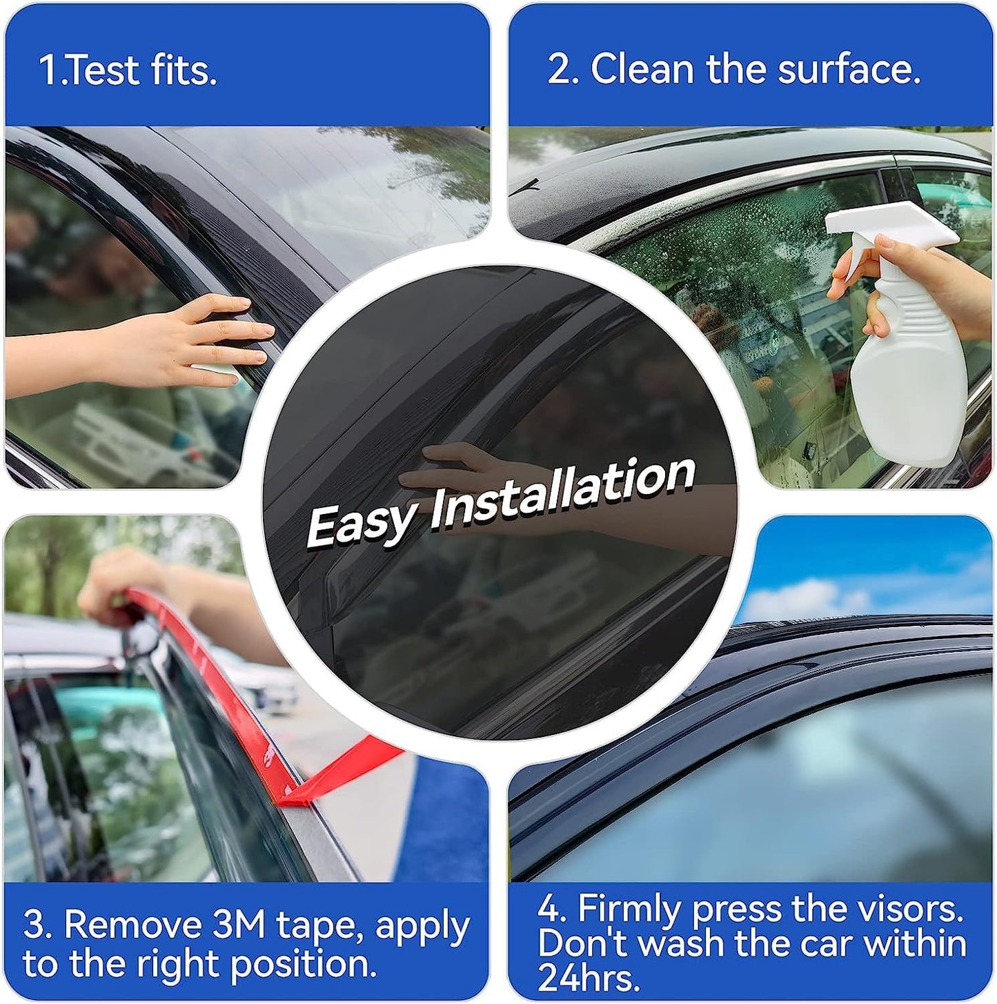 Window Visors Rain Guards for 2005-2015 Toyota Tacoma Double Cab, Out-Channel Window Vent Wind Deflectors Visors Shades for 05-15 Tacoma