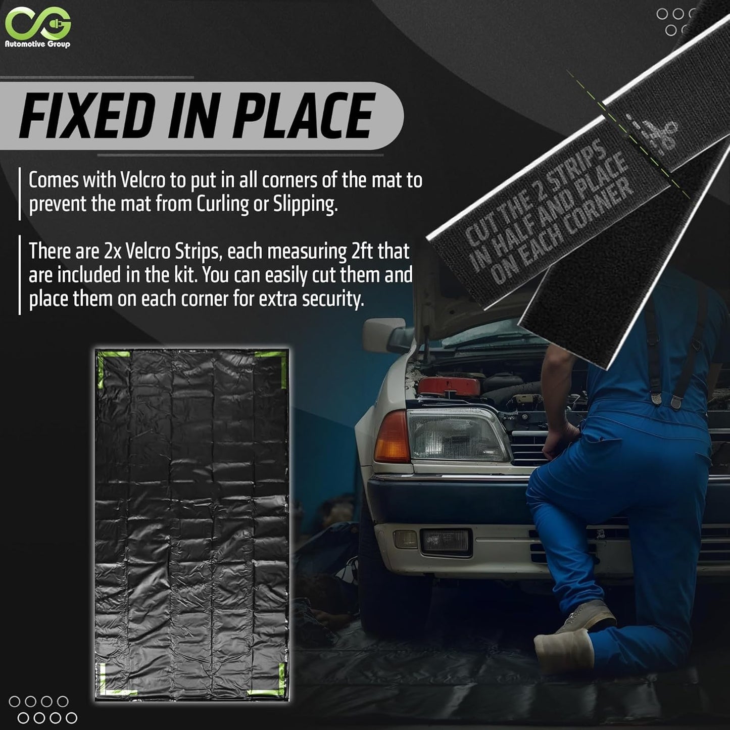 CG Automotive Group Garage Floor Mat, 7'9"x16', Black, Garage Containment Mat for Floor Under Car, Waterproof, Heavy Duty