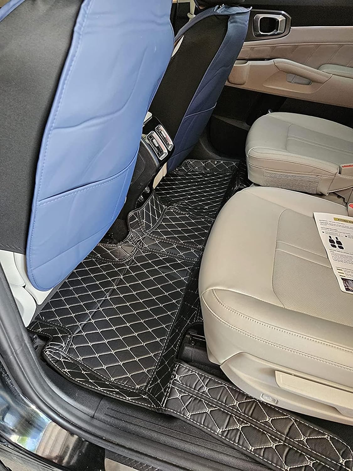 Custom Car Floor Mat Compatible with BMW Mercedes-Benz Toyota Cadillac Lexus Honda Infiniti Nissan Hyundai Kia Audi All Models Cars Sedans SUVs Automotive Mats (Sapphire Blue Stripe)