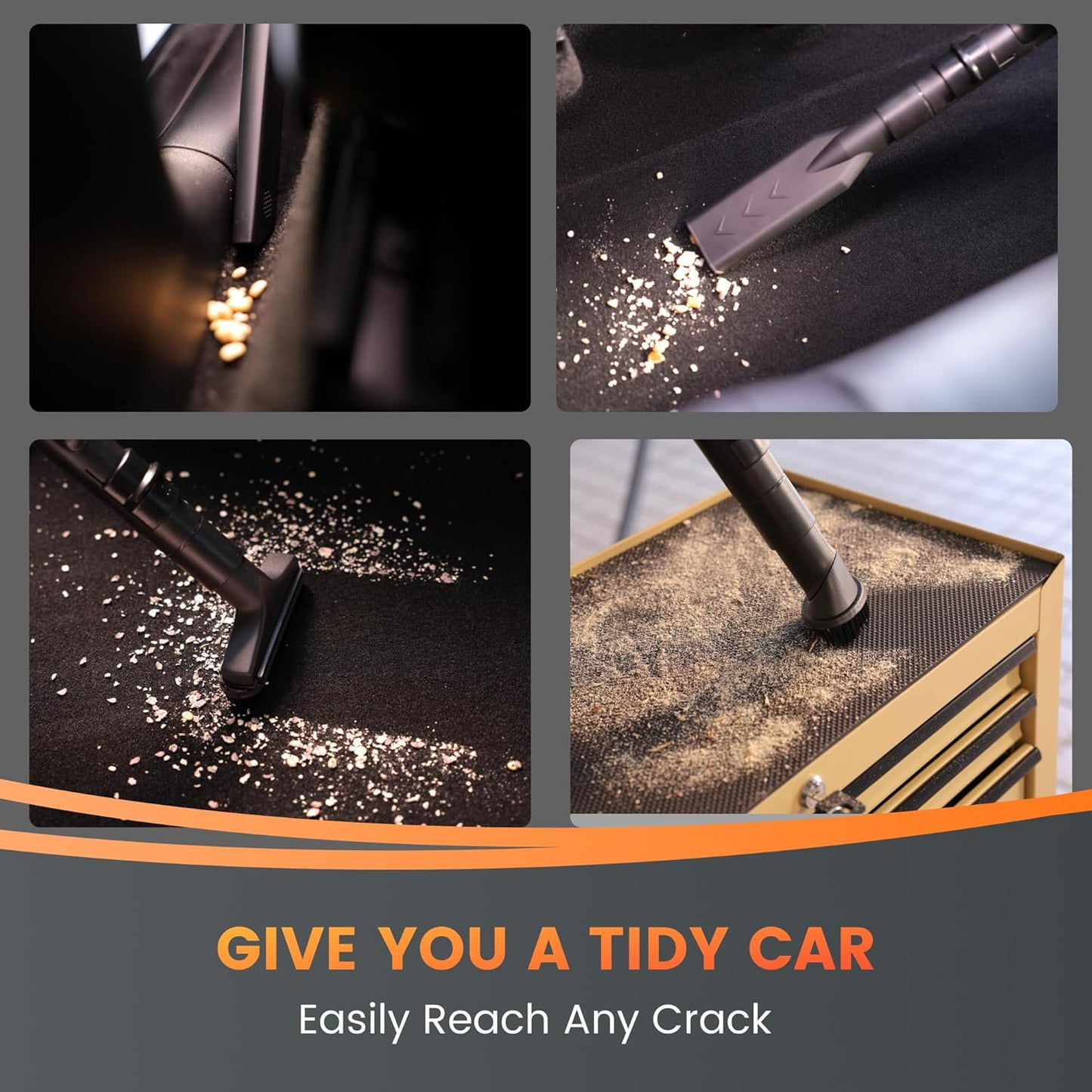 Giraffe Tools Grandstorm Retractable Vacuum Cleaner with 30 FT Hose Wall Mounted, Wet Dry Vacuum Cleaner with 6 Nozzles for Car Detailing Normal Version, Grey （No Remote Control Function）