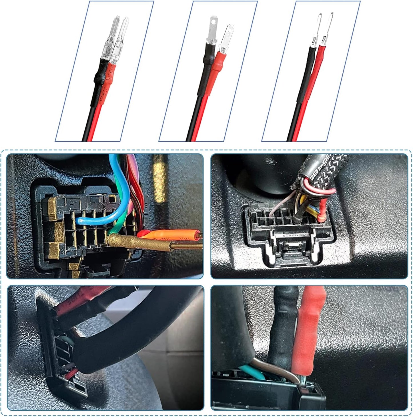 Radar Detector Hardwire Power Cord, Rearview Mirror Plug Cable, with Inline Fuse Holder,Suitable for Uniden Escort Beltronics Valentine One Cobra Whistler Radar Detector,3-Piece Set,17.7'' (DC3.5)