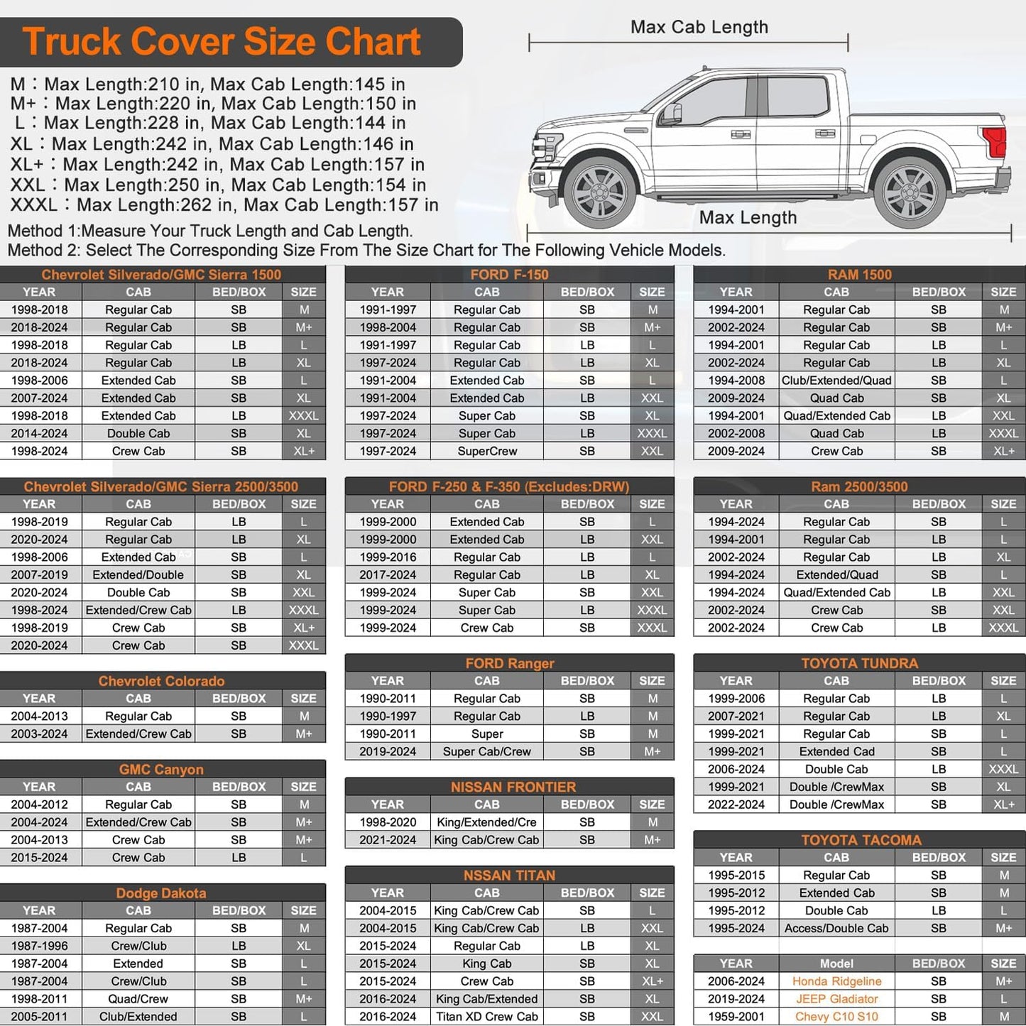 Kayme 6 Layers Truck Cover Waterproof All Weather, Heavy Duty Outdoor Pickup Cover Sun Uv Rain Protection, Universal Fit for Chevy C10 S10, Ford F100 Ranger Maverick,etc (Length Up to 210 inch) M