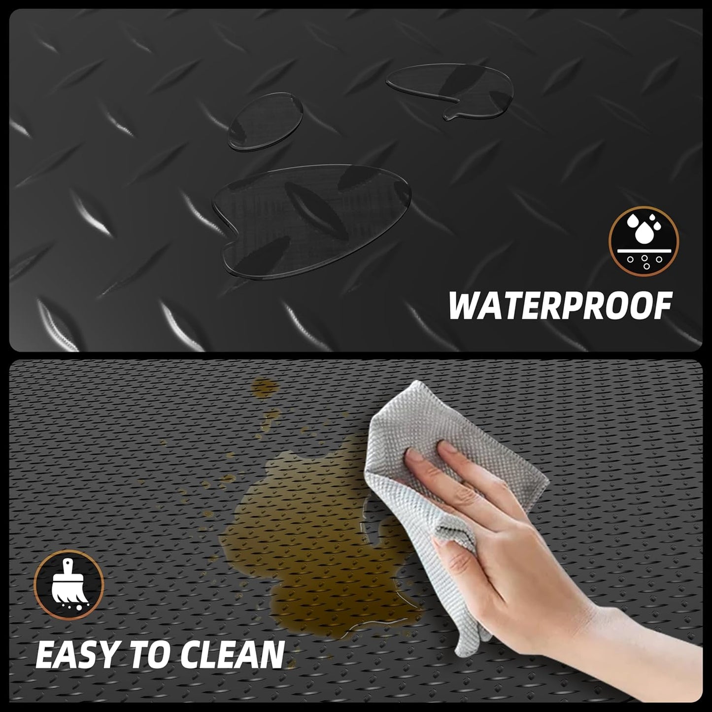 4x6 FT Garage Floor Mat, Thickned Diamond Plate Garage Flooring Roll 24sqtt PVC Rubber Trailer Mat Non-Slip Floor Protector for Garage, Home Gym, Basement, Golf Cart, Black