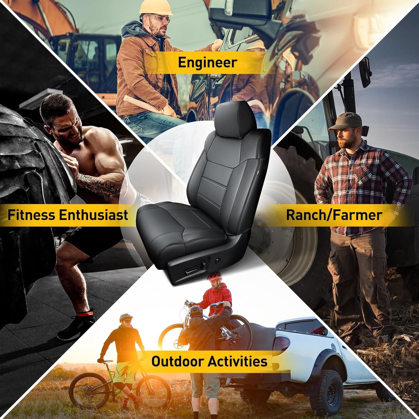 Super Cover for Toyota Tundra Seat Covers 2014-2021(CrewMax only), Full Covered Black Seat Protectors Pickup Truck Leather Seat Cover Set for Tundra 2021 2020 2019 2018 2017 2016 2015 2014 Accessories