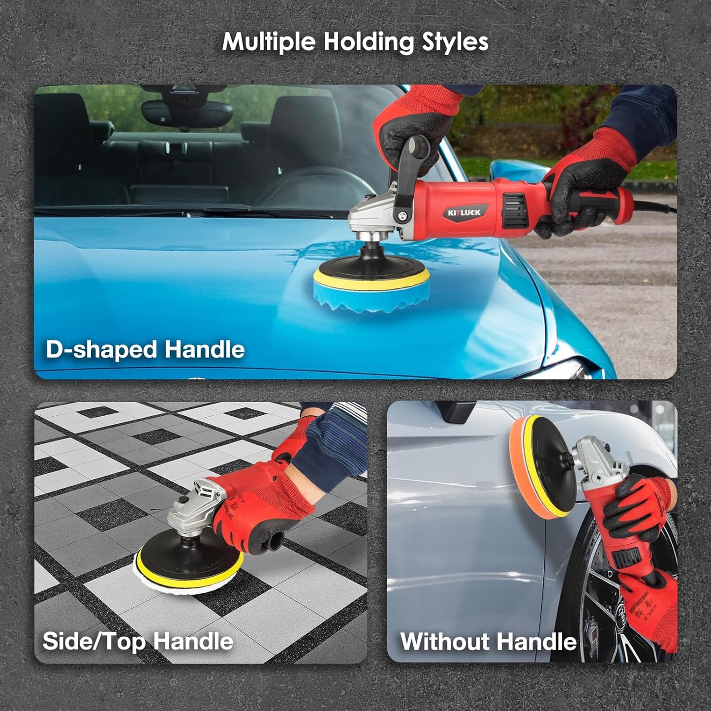 KITLUCK Buffer Polisher, 12Amp 6″/7″ Rotary Polisher for Car Detailing, 1400W 7 Variable Speed Car Buffer Polisher Machine, 800-3500RPM, with Foam Pad, Wool Pad For Car Polishing, Buffing, Waxing