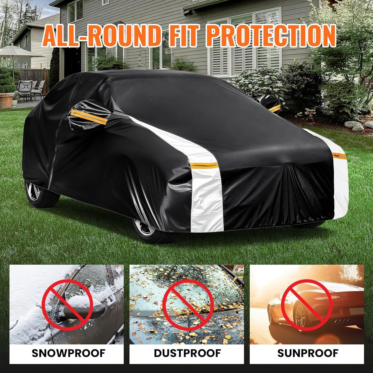 Honda Civic Car Cover 100% Waterproof All Weather, Gift with Towel, 10 Layers Sedan Car Cover Custom Fit 1993-2025 Honda Civic, Full Exterior Covers Rain Sun UV Protection with Door Zipper.