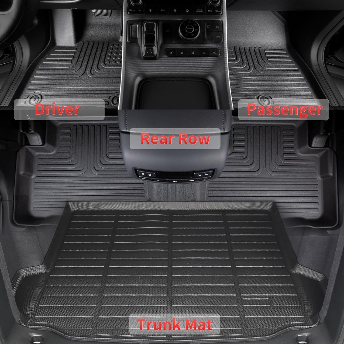 Wayhigh-All Weather Floor Mats and Cargo Mat Set Fit for Expedition Max 8 Seats 2021-2025 TPE Car Mats with Backrest Mat Waterproof Heavy Duty Rubber Floor Liners for Expedition Max Accessories