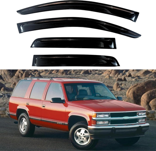 KPY Window Visor Compatible with 1995-2000 Chevy Tahoe/GMC Yukon, Rain Guard Window Vent Deflectors Tape-On for 92-00 C/K1500/2500/3500 Suburban, 99-00 Cadillac Escalade/Yukon Denali Crew Cab