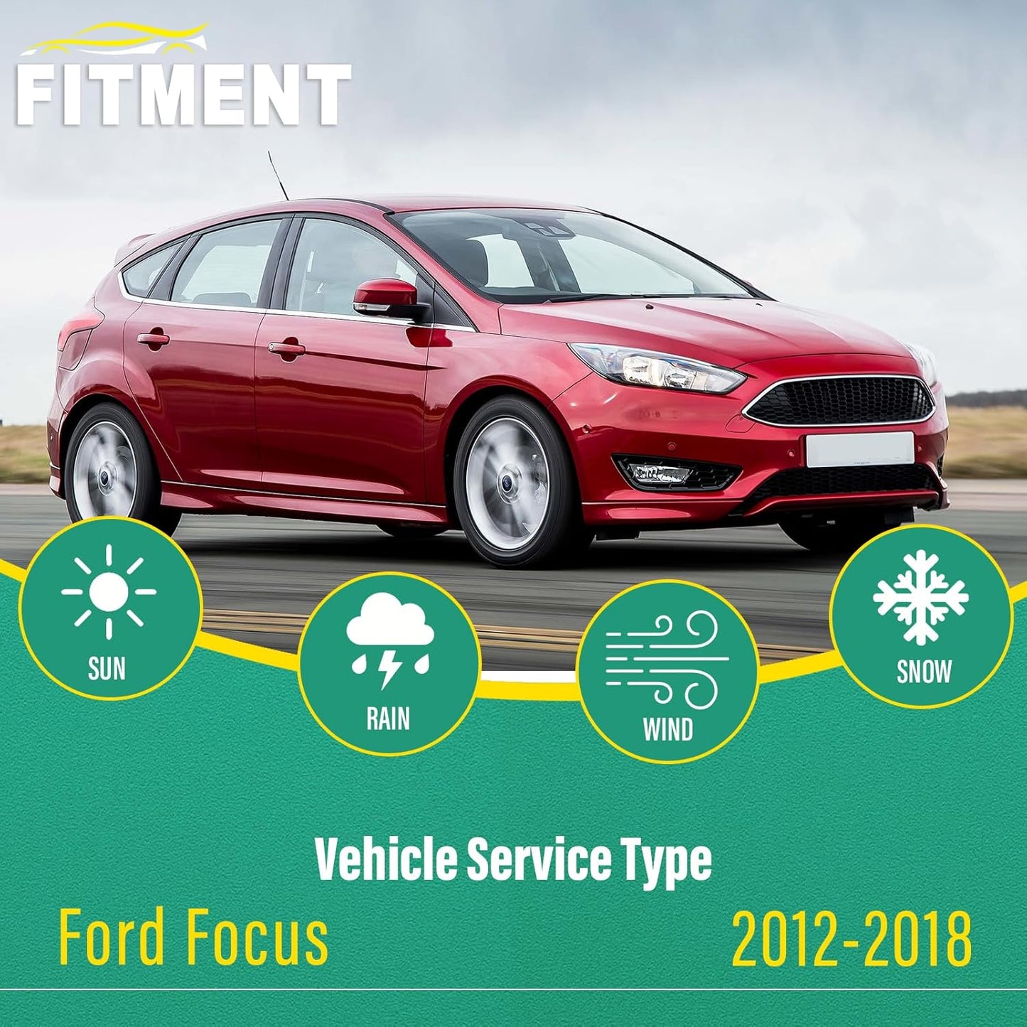 28" 28" 12" Windshield Wiper Blades Replacement for Ford Focus 2012 2013 2014 2015 2016 2017 2018 Premium All Weather Front Rear Wipers Set - OEM Quality (Pack of 3)