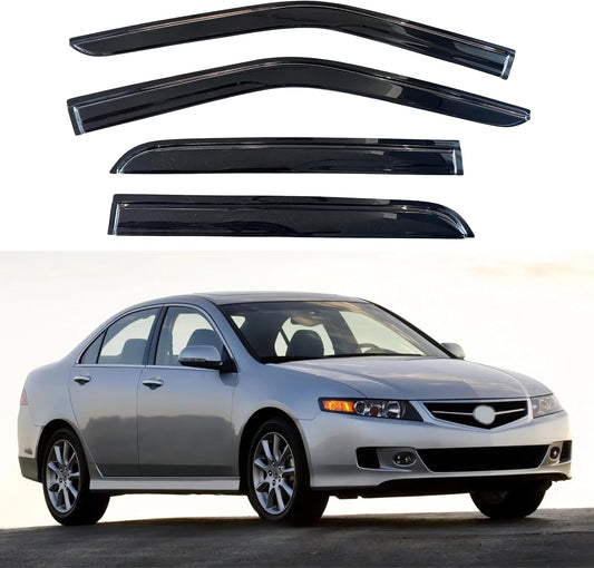 KPY Window Visor Compatible with Acura TSX 2004-2008, 4PC Rain Guard Side Window Vent Deflectors Tape-On Mugen Style, 2004 2005 2006 2007 2008