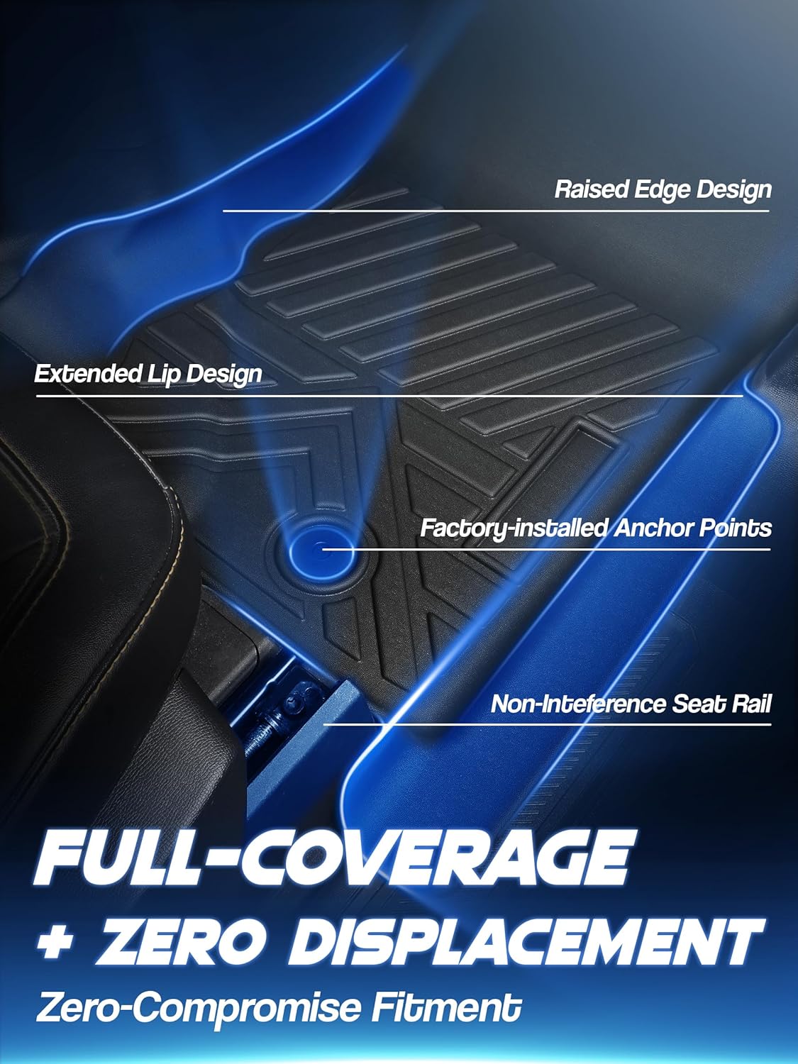 Car Floor Mats for Ford Bronco 4 Door 2025 2024-2021 Accessories,TPE All Weather Protection Floor Mats, Custom Fit 1st&2nd Row Car Floor Liners Set(Not for 2 Door & Sport),Black