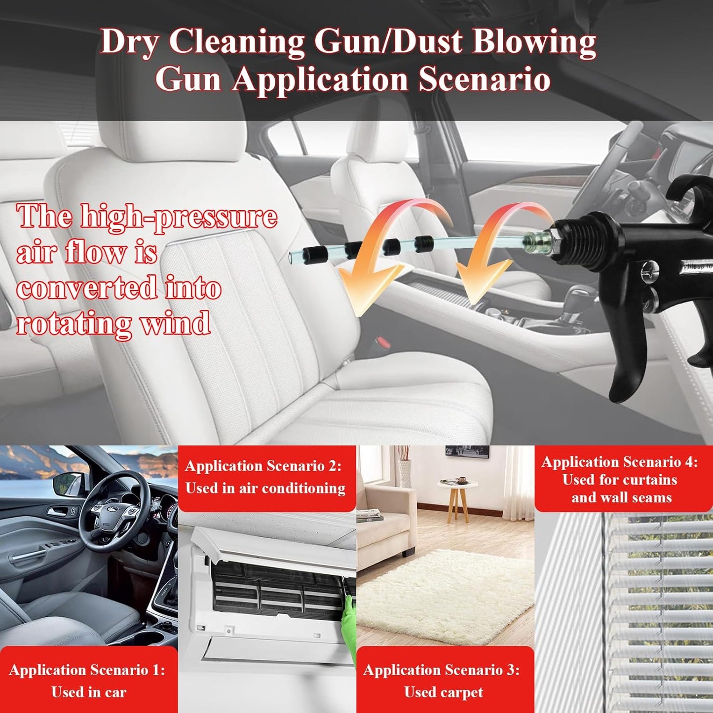 HANDY Tornado Air Cleaning Gun with Rubber Guard and Brass Adjustable Air Flow Nozzle Air Gun for Compressor Pneumatic Tool for Dust Cleaning Car Detailing