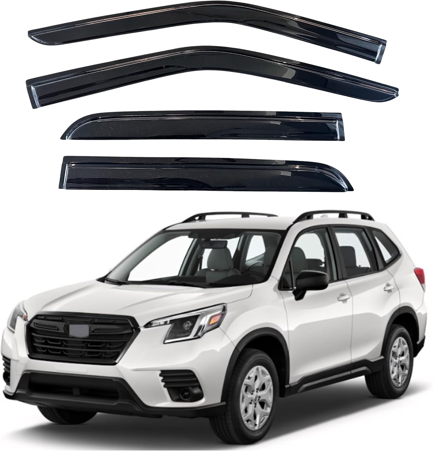 KPY Window Visor Compatible with Subaru Forester 2019-2024, 4PC Rain Guard Side Window Vent Deflectors Tape-On Mugen Style, 2019 2020 2021 2022 2023 2024