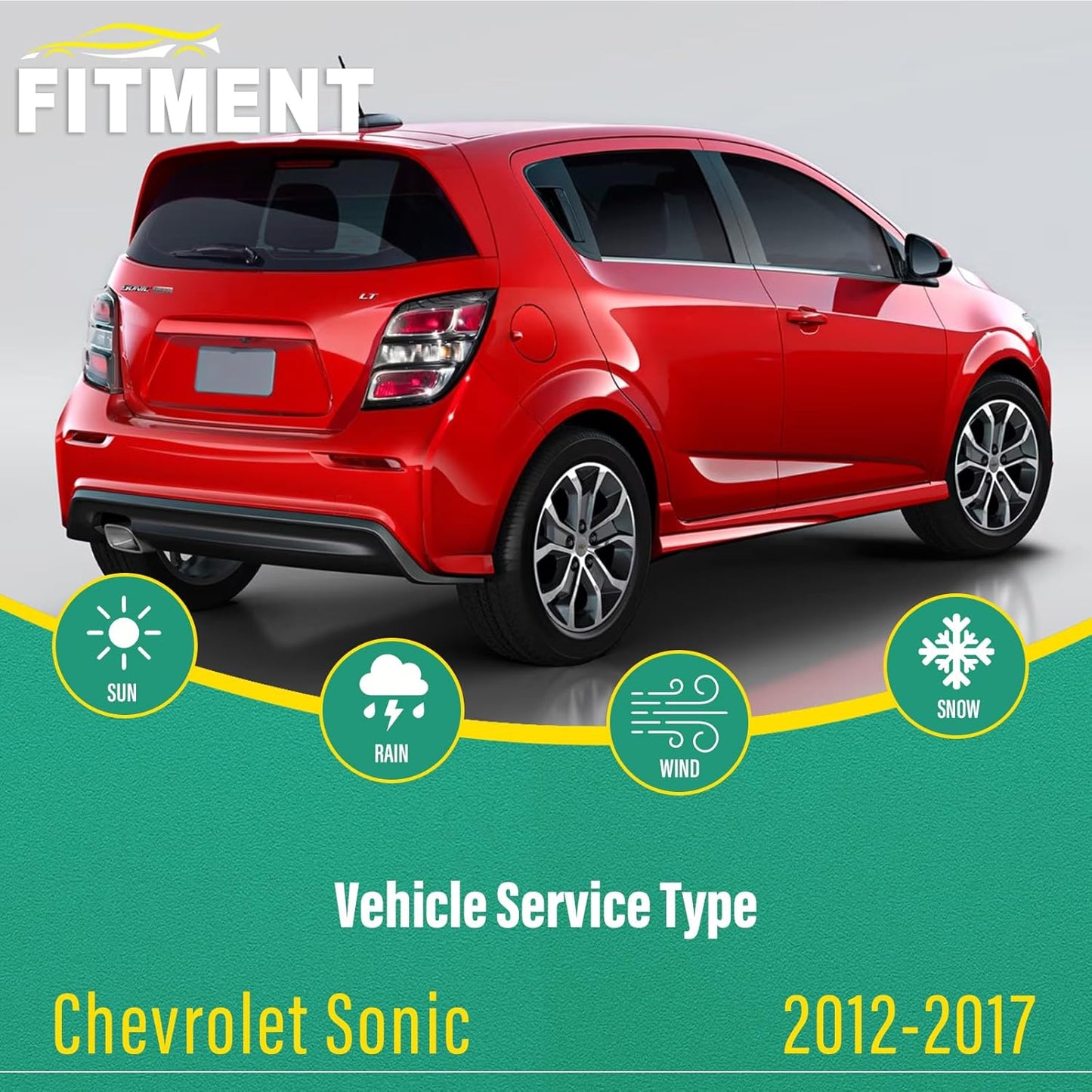 26" 15" 11" Windshield Wiper Blades Replacement for Chevrolet Chevy Sonic 2012 2013 2014 2015 2016 2017 Premium All Weather Front Rear Wipers Set - OEM Quality (Pack of 3)