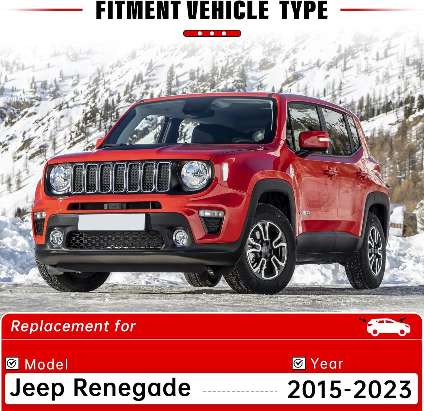 Windshield Wiper Blades Replacement for 2015-2023 Jeep Renegade Original Factory Quality Front Rear Wipers Blade Set for My Car - 22" 20" 11" (Pack of 3)