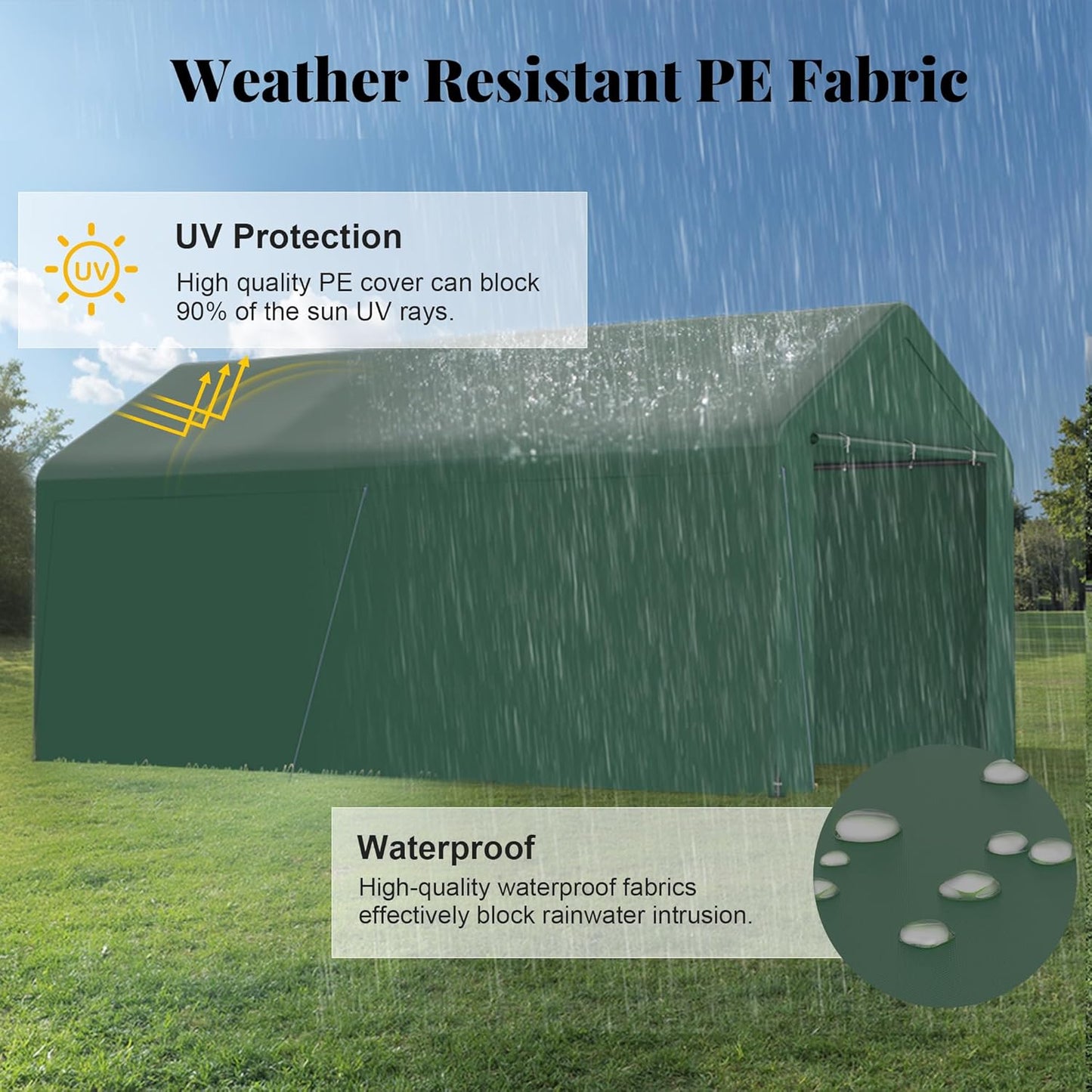 GOJOOASIS 10x20 Carport Heavy Duty Portable Garage Shelter Metal Car Canopy Tent with UV-Resistant & Weatherproof Top Cover for RV & Vehicles (Green, 10x20 with sidewalls)