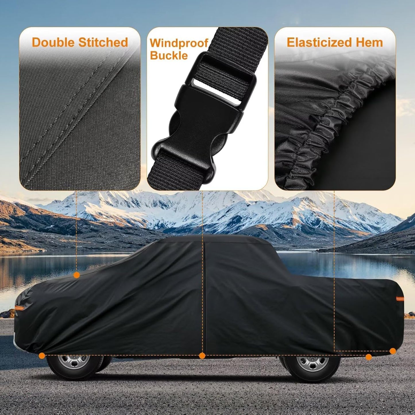 Kayme Truck Cover Custom Fit Toyota Tundra(1999-2006) Regular Cab Long Bed. Full Exterior Heavy Duty Outdoor Pickup Truck Car Cover Waterproof All Weather.Car Tarp for Wind Sun Dust Protection.Black