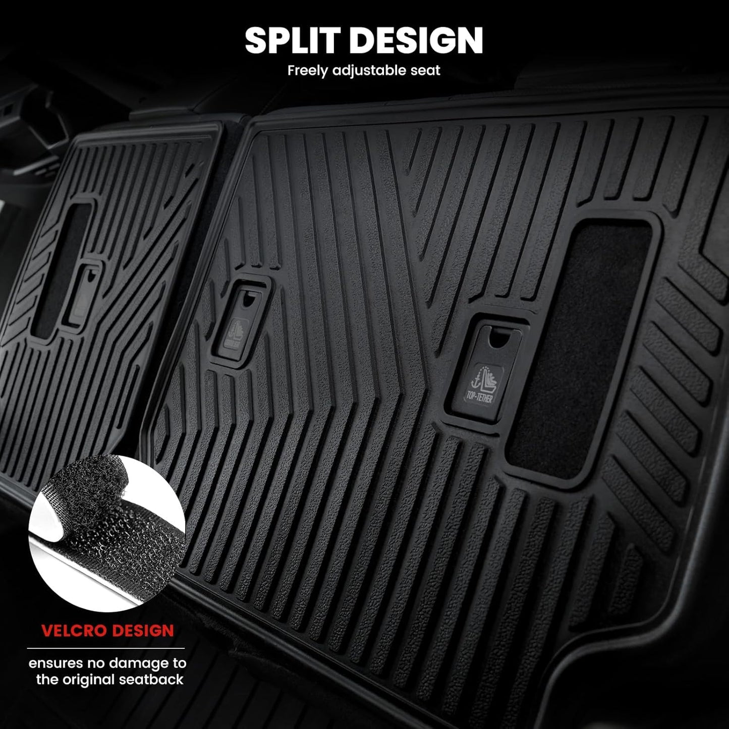 LASFIT Trunk&Seatback Mats for Toyota 4Runner 2013-2024 (5 Seats),All Weather TPE Custom Fit Floor Liner for 4 Runner 5th gen 2 Row Car Mats, Black(Not fit Equipped Sliding Cargo Tray Option)