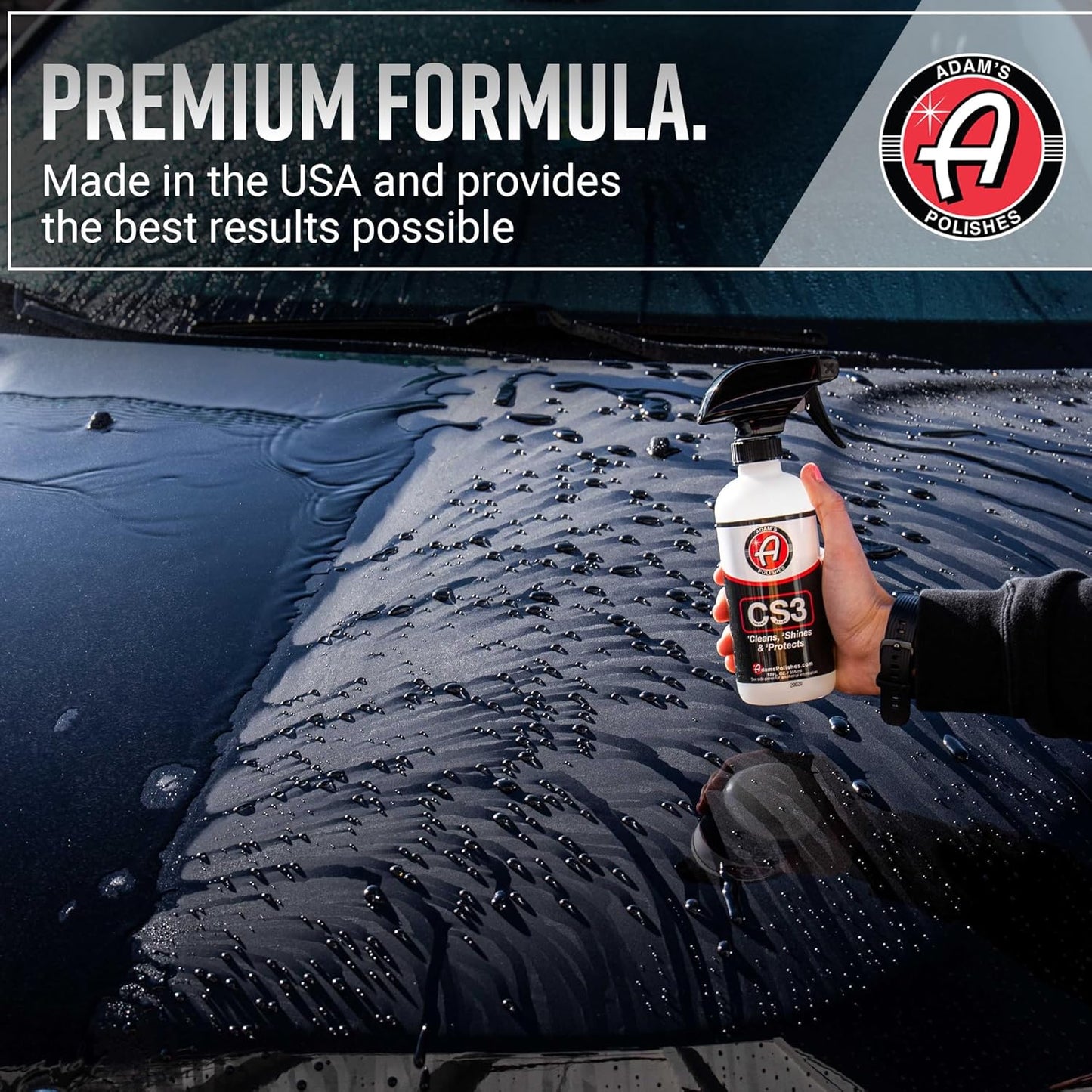 Adam's Polishes CS3 (16oz) - Ceramic Spray Coating That Cleans, Shines & ProtectsTop Coat Car Wash Polish & Paint Protectant Stronger Than Car Wax | RV Boat Motorcycle Car Detailing Waterless Wash