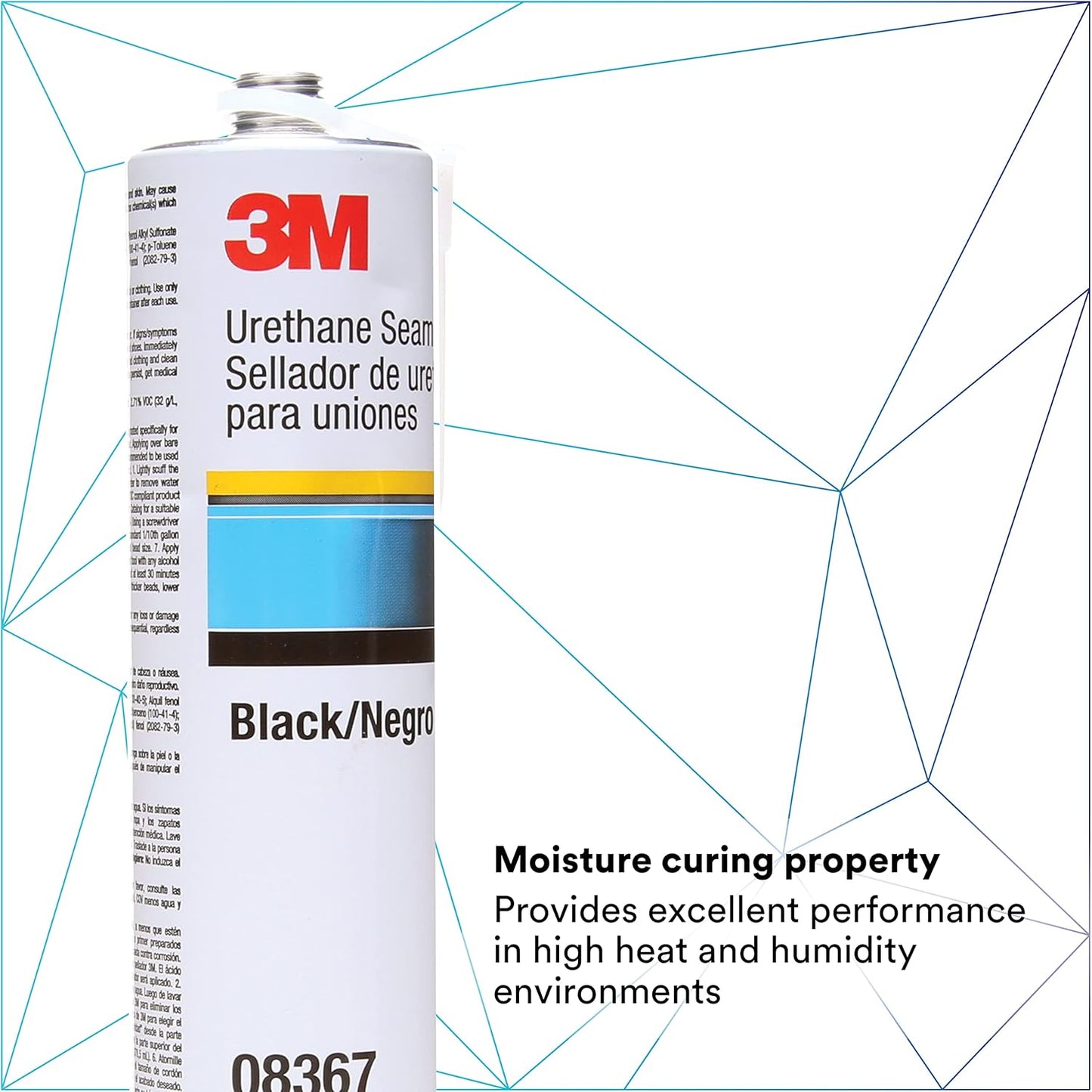 3M Urethane Seam Sealer, 08367, Black Color, High Solids, Permanently Flexible, 310 mL/10.5 fl oz Cartridge