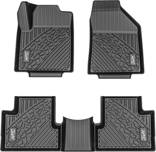 3W Floor Mats Fit for Jeep Cherokee 2015-2023 TPE Floor Liner 1st and 2nd Row Full Set Car Mats, Black (NOT for Grand Cherokee)