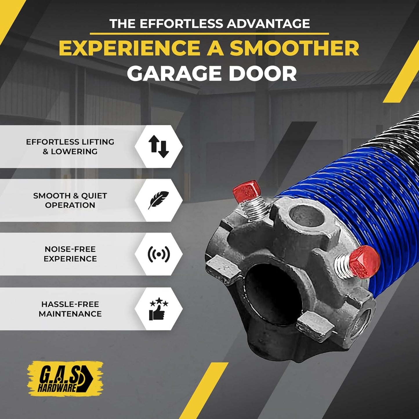 Garage Door Torsion Spring 262x1.75x36 Includes 1” Steel Bearing, Non-Slip Gloves, and Winding Bars for Left and Right Side of Garage Door Precision E-Coating 5-Year Warranty Min. 30,000 Cycles (Pair)