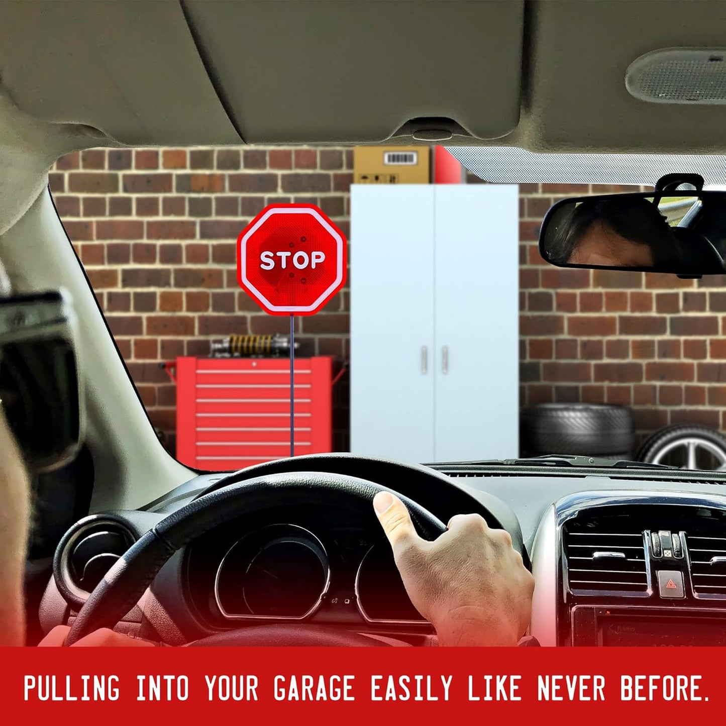 Andalus Brands Flashing LED Stop Sign Garage Parking Assistant System | Bumper Sensor,Red (2 Pack)