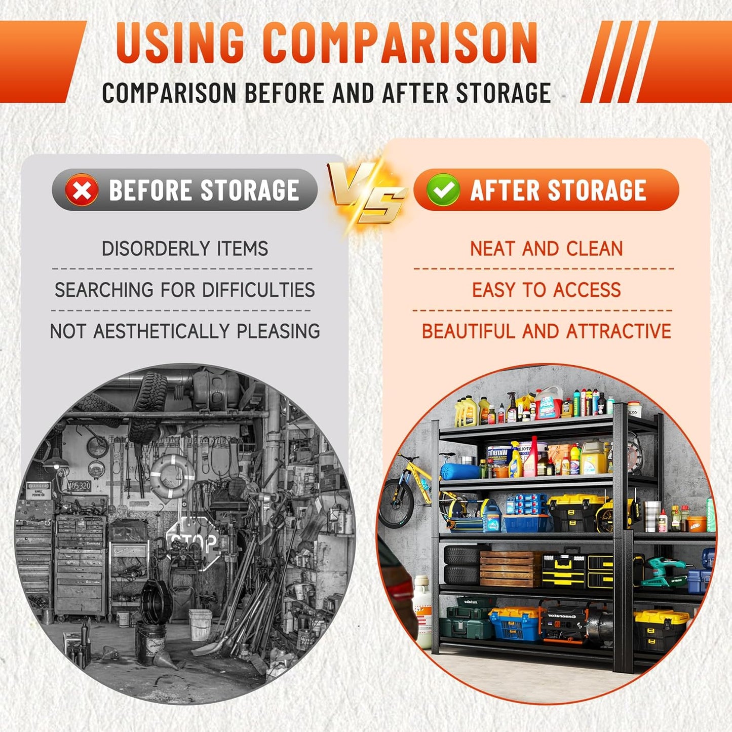 54''H Heavy Duty Metal Shelving Unit, 2000 lbs Total Capacity, Dual-Layer Column, Tool-Free Assembly, All-Steel Construction for Garage, Warehouse, Basement,45.3''W x 17.7''D x 54" H