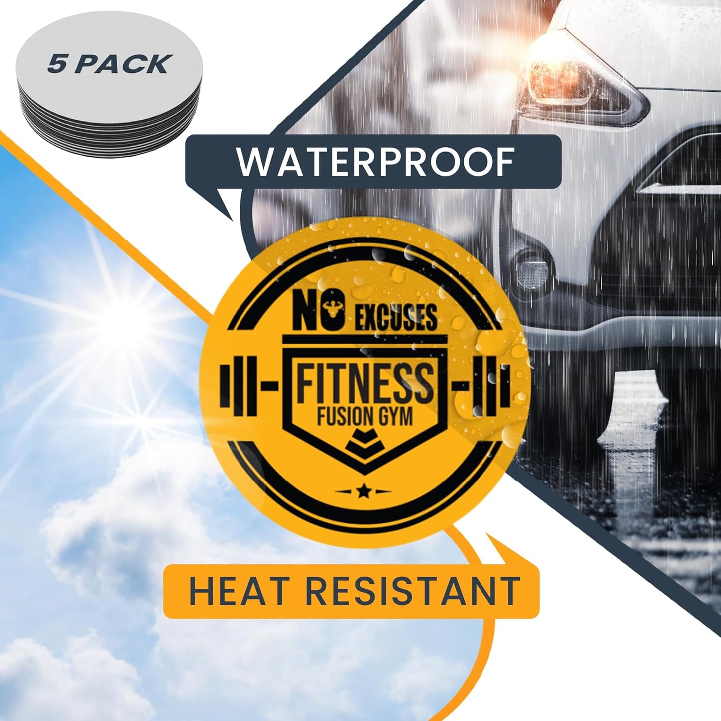 Magnet Me Up Customizable 30 Mil Round Magnet- 6”, 5 PK Weatherproof Car Magnet for Businesses, Sports Teams, Fundraiser, Personal Expression- Custom Text & Logo- Strong Magnetic Vinyl for Vehicles