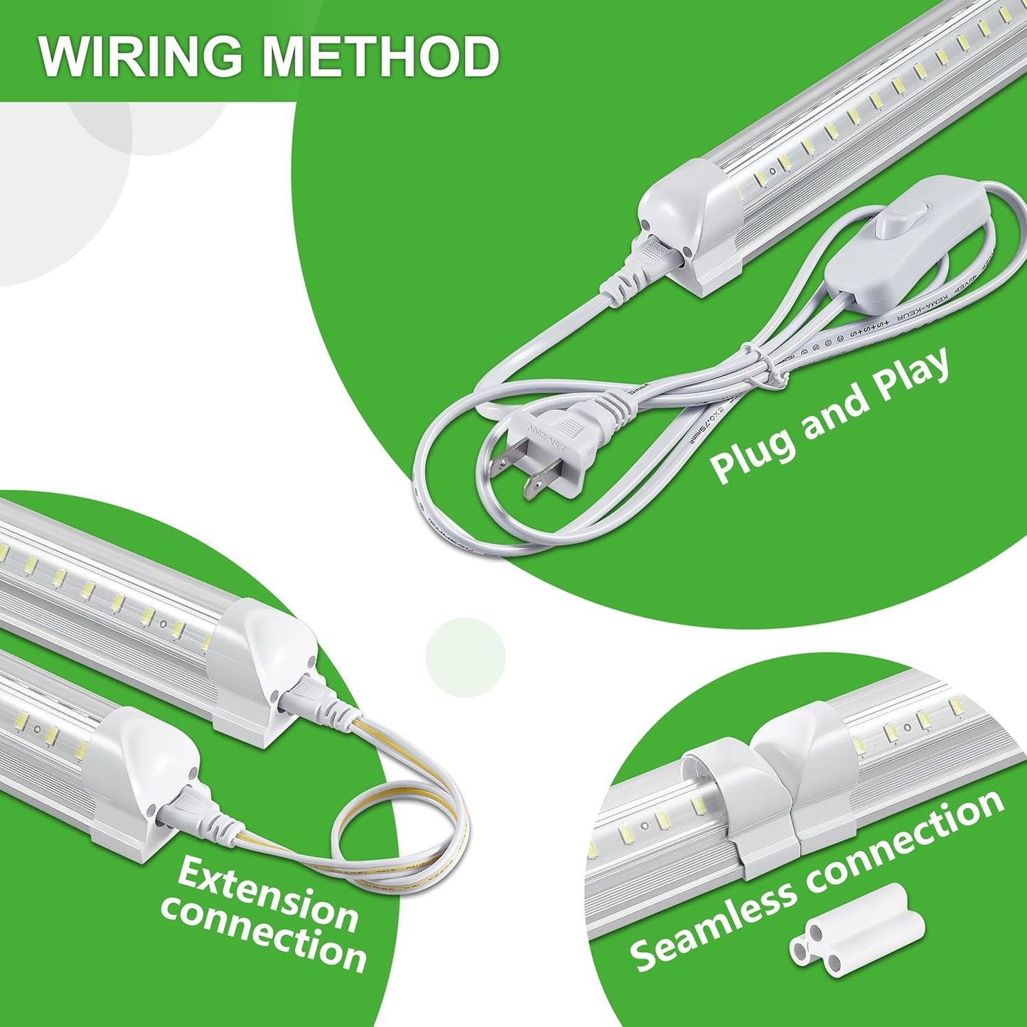 4Pack 4FT LED Shop Light Garage Lights,50W 6000K 7500LM White Light,Hanging/Surface Mount,Plug and Play,Linkable T8 LED Shop Lights,Commercial Bay Lighting for Warehouse Workshop Basement