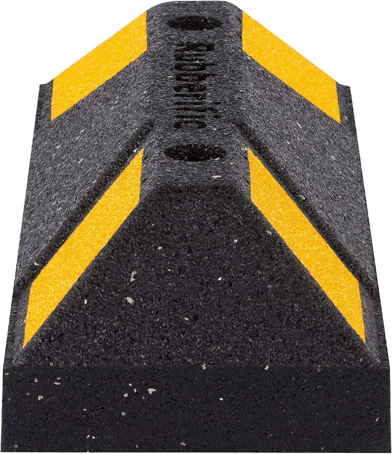 Rubberific Heavy Duty Rubber Parking Stop Durable Easy to Install Reflective Parking Curb Garage Car Stopper for Indoor and Outdoor Use (4 Pack)