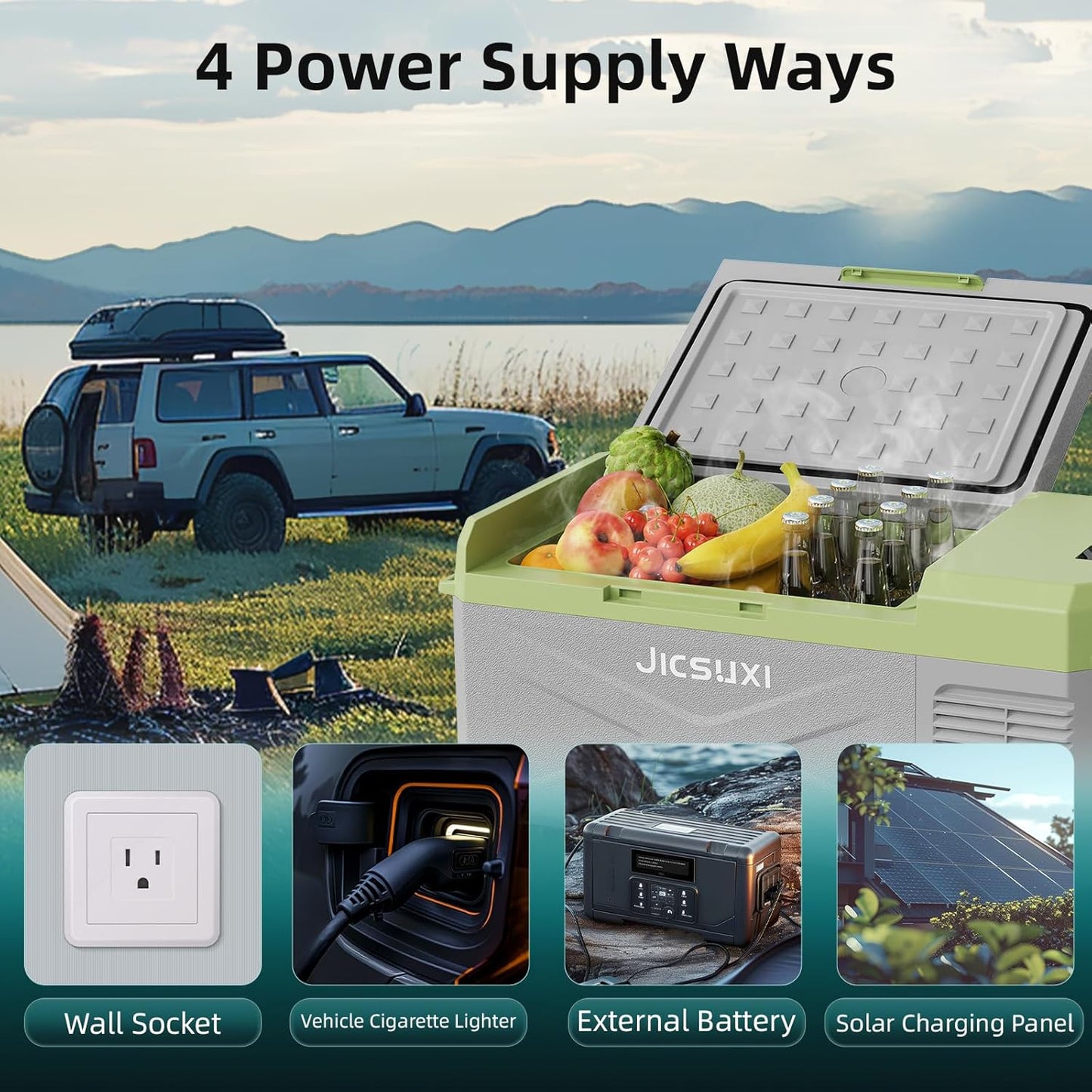 12V Car Refrigerator, 17 Quart Portable Freezer 12 Car Fridge (-4F~68F) Compressor Electric Cooler with 12/24V DC 110-240V AC, APP Control For Car Truck RV Camping, Travel Outdoor Home