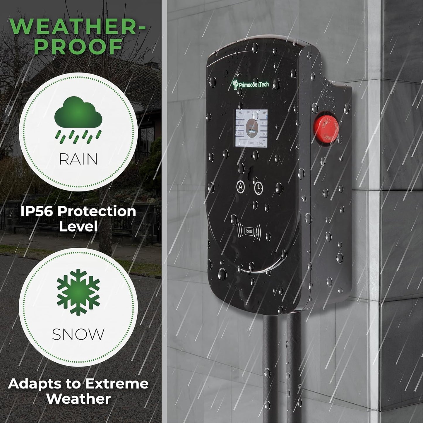 PRIMECOM 80 Amp 22KW 220Volt Level-2 18ft to 50ft Cord Lengths 20X Fast Smart Electric Vehicle EV Charging Station Ford Transit F-150 Lightning Lucid Air Polestar TeslaXS Taycan (25 Feet)