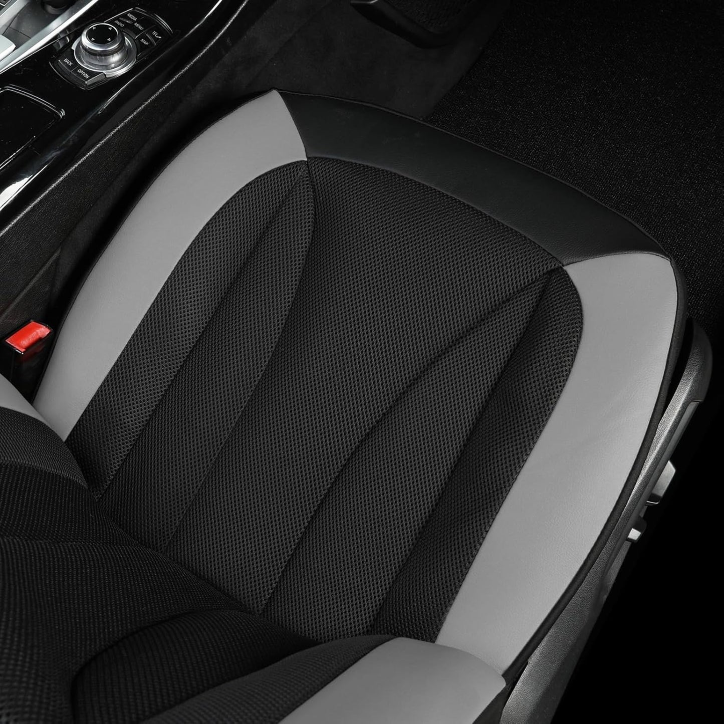 GIANT PANDA Front Seat Cover for Nissan, 3D Air Mesh Car Seat Covers Custom Fit Nissan Rogue Altima Sentra Versa Kicks Frontier Murano Pathfinder Maxima (Grey+Black) 2-Pack