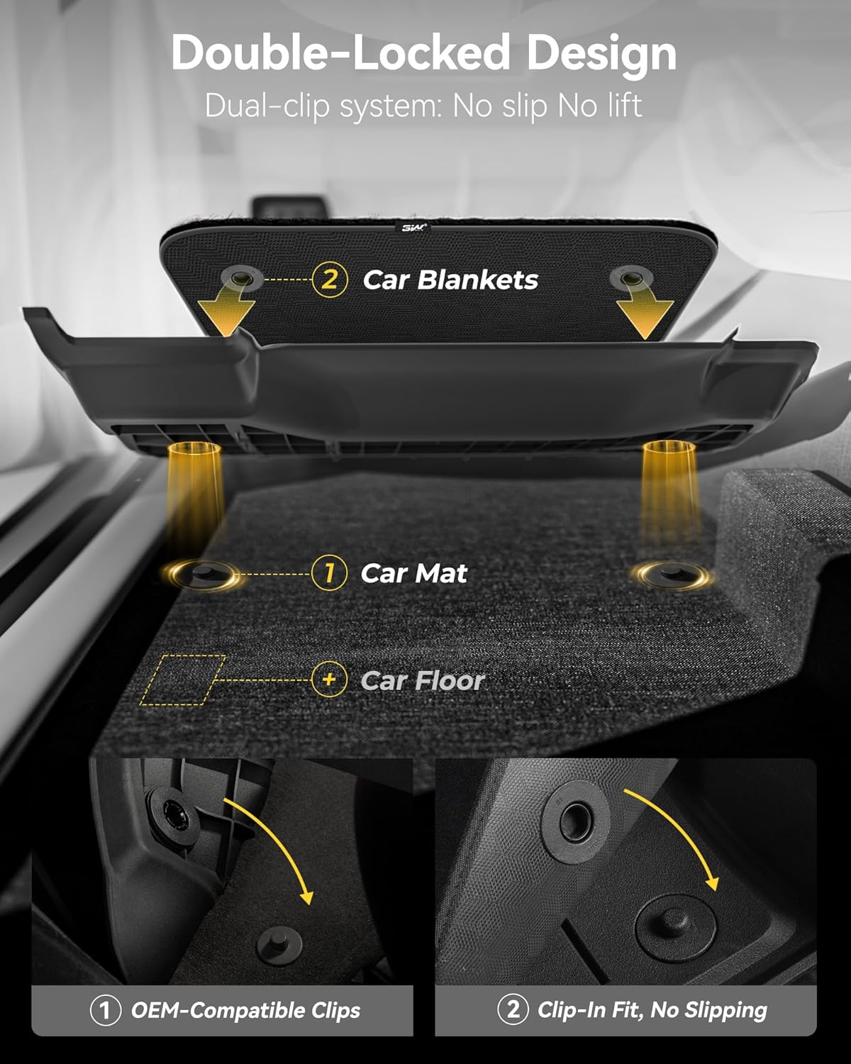 3W Floor Mats & Cargo Liner Fit 2022-2025 Jeep Grand Cherokee(Non L or WK) Carpets for 1st Rows Black Mats Custom Fit for Grand Cherokee, 6PCS