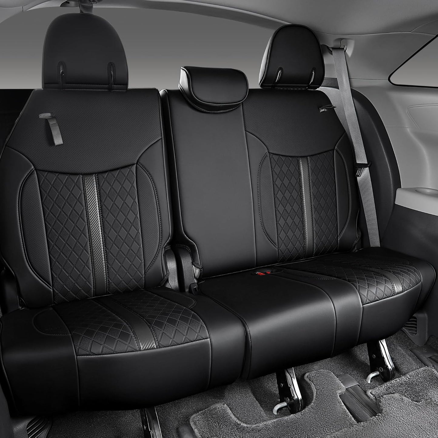 Custom Fit Sienna Seat Covers for Toyota Sienna LE,XLE 2021-2025 3-Row Accessories Full Coverage Waterproof Leather Car Seat Covers Full Set (Black, 8-Seat)